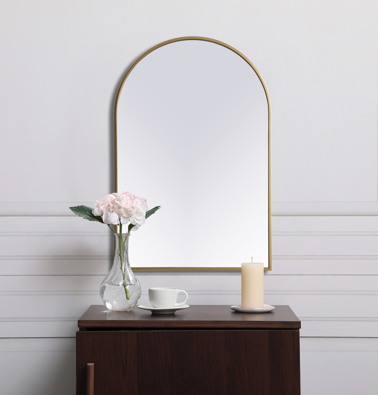 Elegant Decor MR1A2436BRS Metal Frame Arch Mirror 24x36 Inch in Brass