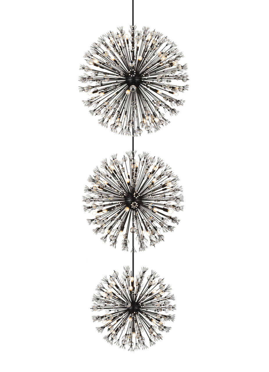 Elegant Lighting 2500G48L3BK Vera 48 inch three tiers crystal starburst chandelier in black