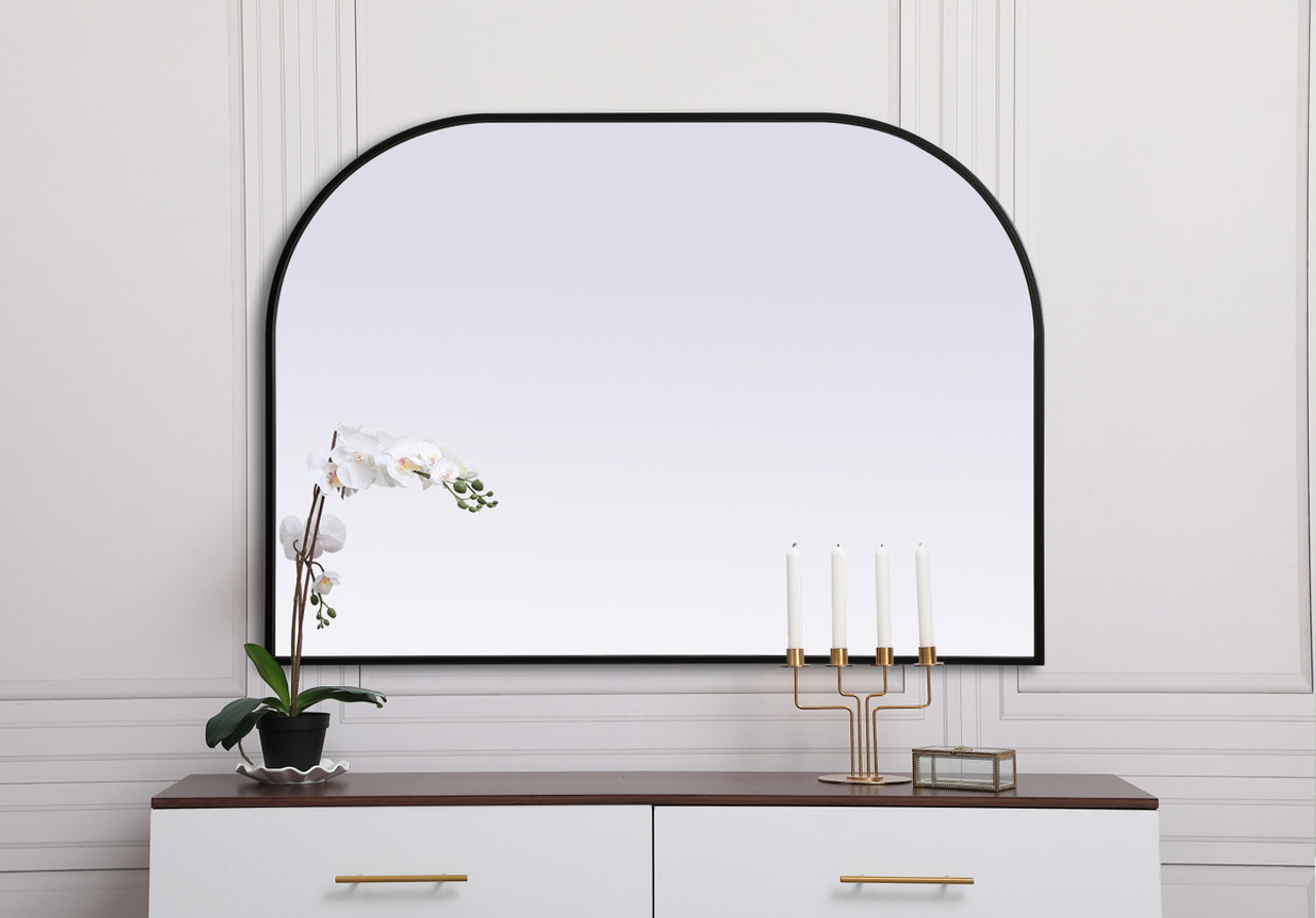 Elegant Decor MR1B4230BLK Metal Frame Arch Mirror 42x30 Inch in Black