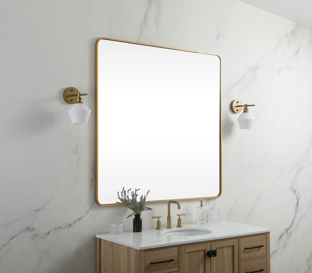Elegant Decor MR804242BR Soft corner metal square mirror 42x42 inch in Brass Elegant Decor MR804242BR Soft corner metal square mirror 42x42 inch in Brass