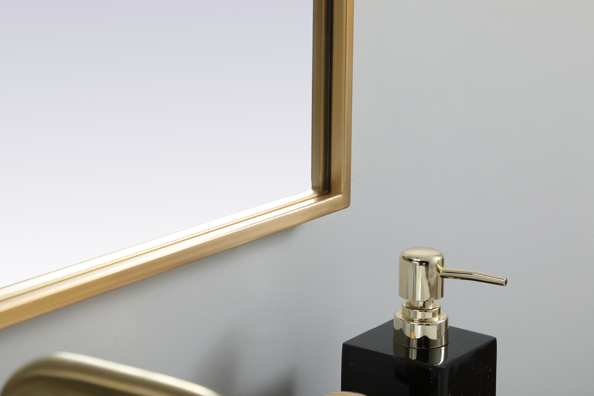 Elegant Decor MR1A2730BRS Metal Frame Arch Mirror 27x30 Inch in Brass