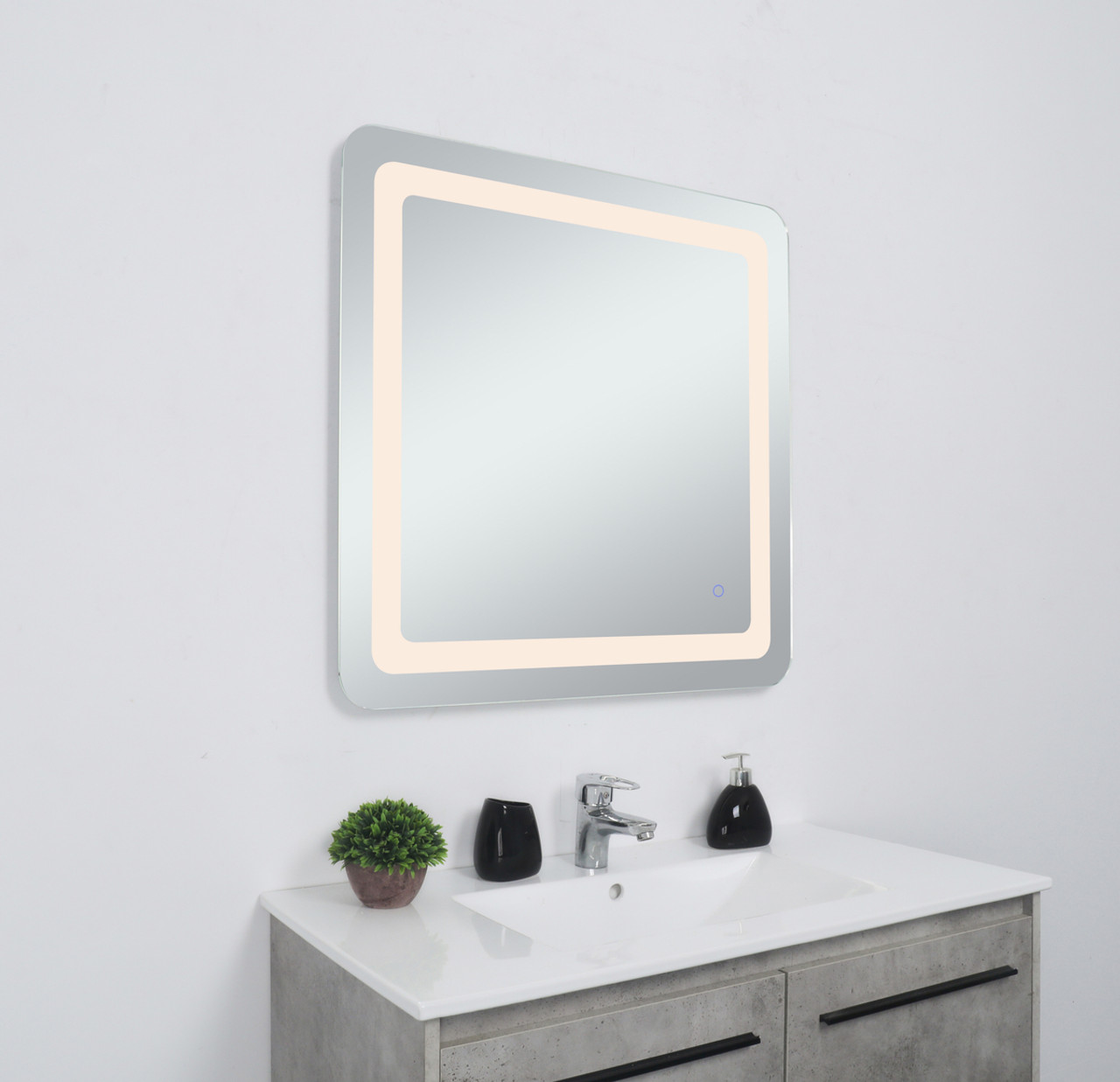 Elegant Decor MRE33030 Genesis 30in x 30in soft edge LED mirror