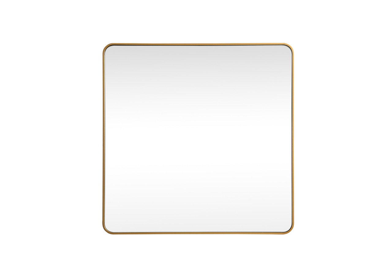 Elegant Decor MR804848BR Soft corner metal square mirror 48x48 inch in Brass