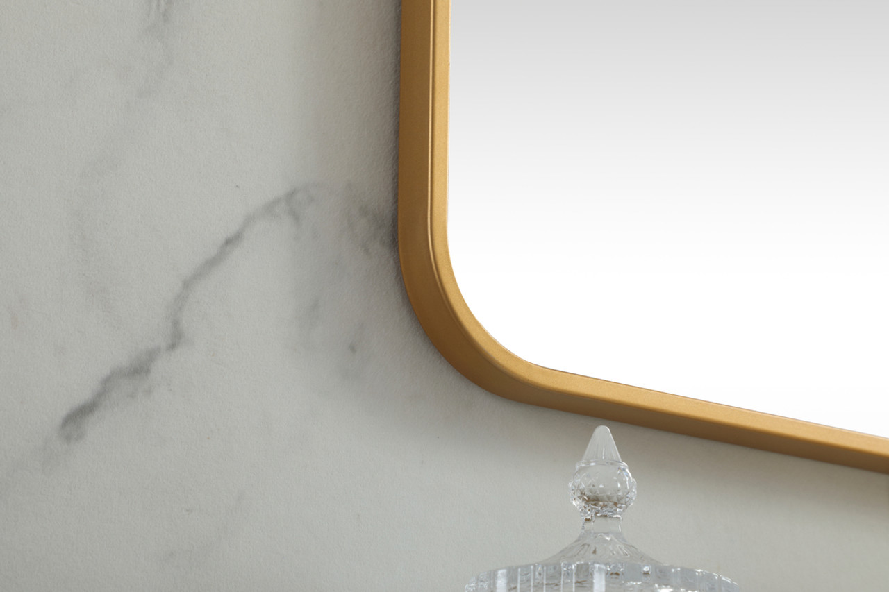 Elegant Decor MR804848BR Soft corner metal square mirror 48x48 inch in Brass