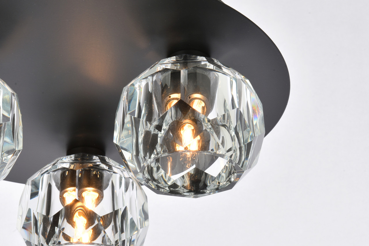 Elegant Lighting 3509F12BK Graham 3 Light Ceiling Lamp in Black