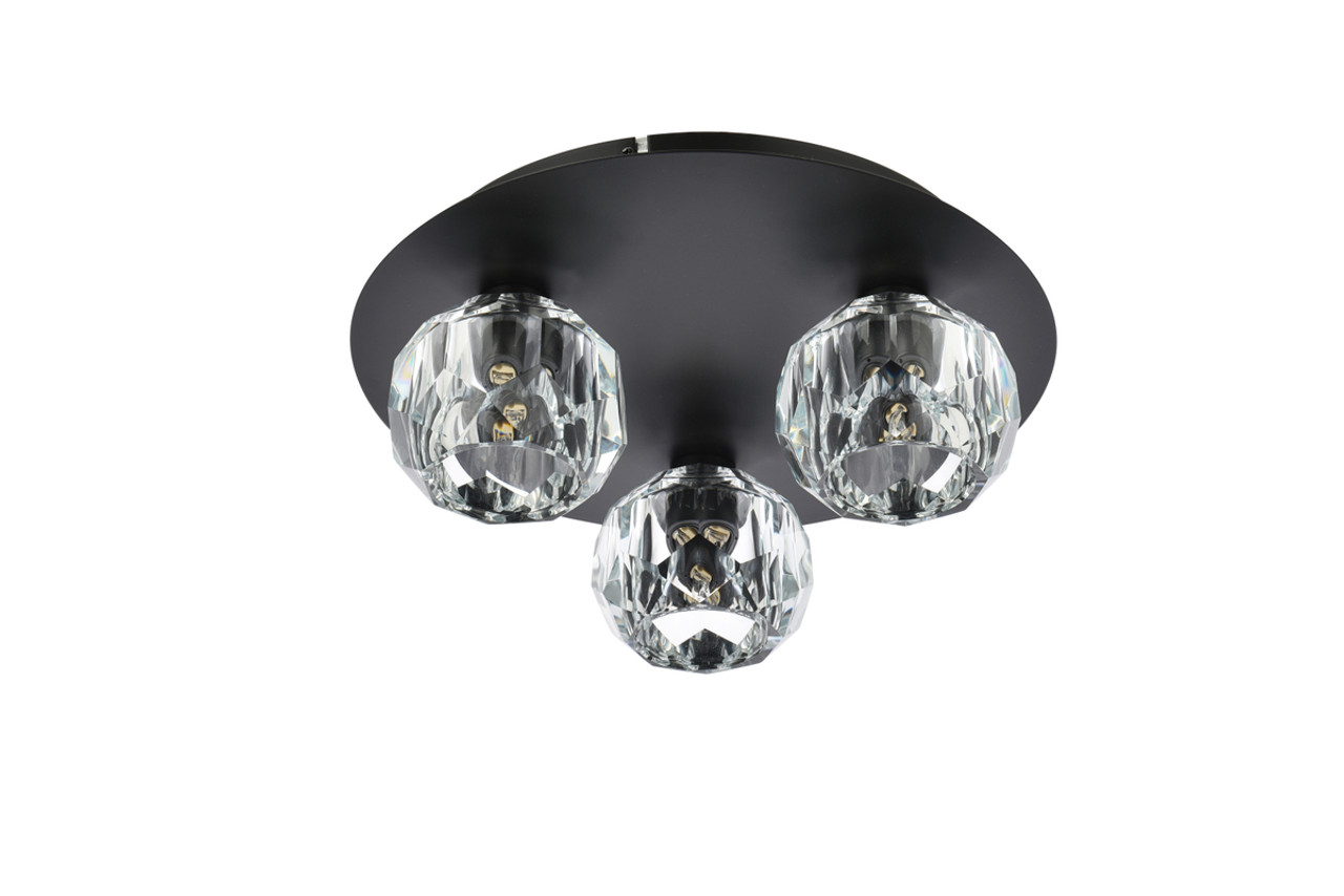 Elegant Lighting 3509F12BK Graham 3 Light Ceiling Lamp in Black