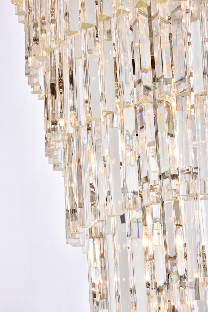 Elegant Lighting 1201SR36PN/RC Sydney 36.5 inch spiral crystal chandelier in polished nickel