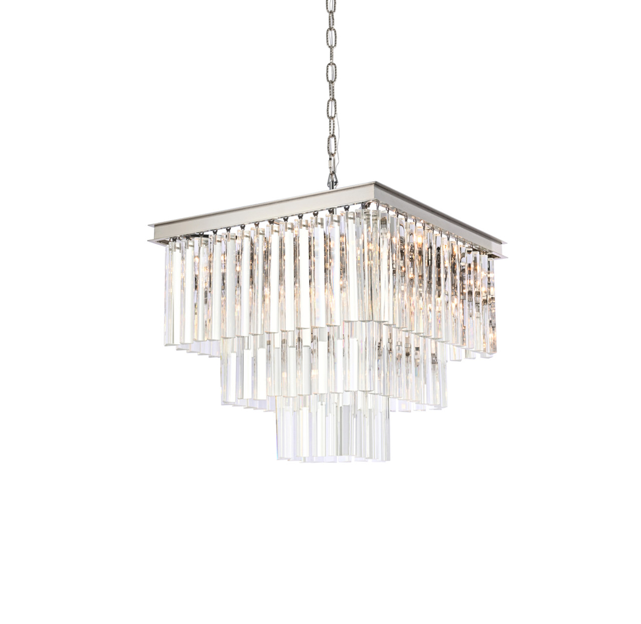 Elegant Lighting 1201S22PN/RC Sydney 21.5 inch square crystal chandelier in polished nickel