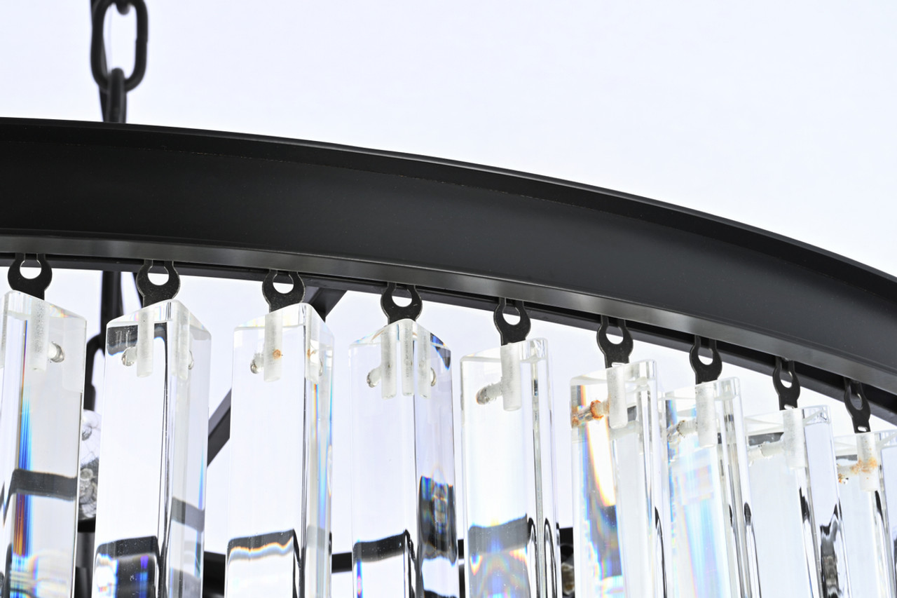 Elegant Lighting 1201SR36MB/RC Sydney 36.5 inch spiral crystal chandelier in matte black