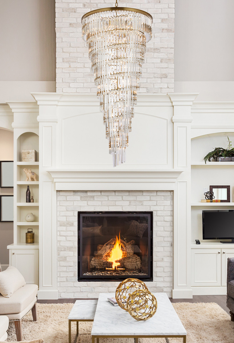 Elegant Lighting 1201SR36SG/RC Sydney 36.5 inch spiral crystal chandelier in satin gold