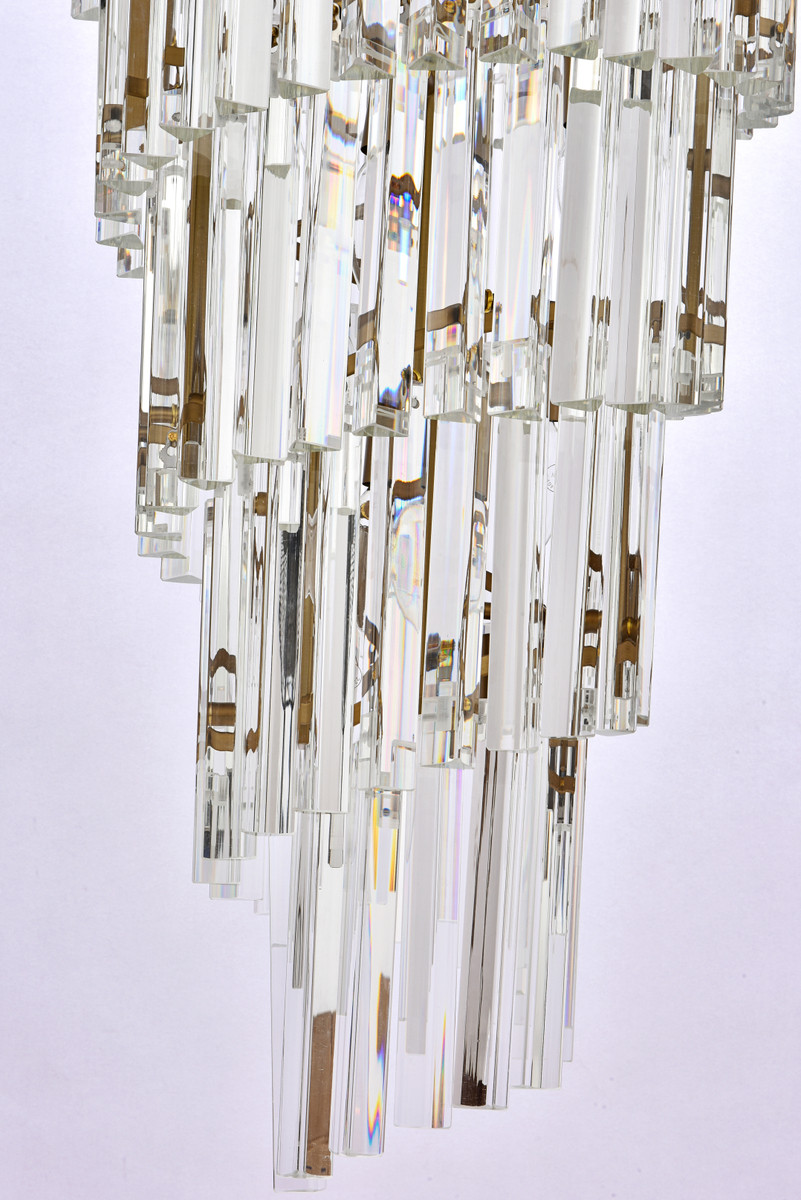Elegant Lighting 1201SR36SG/RC Sydney 36.5 inch spiral crystal chandelier in satin gold