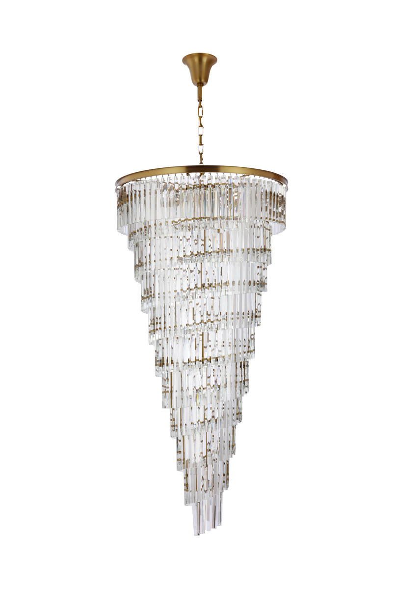 Elegant Lighting 1201SR36SG/RC Sydney 36.5 inch spiral crystal chandelier in satin gold