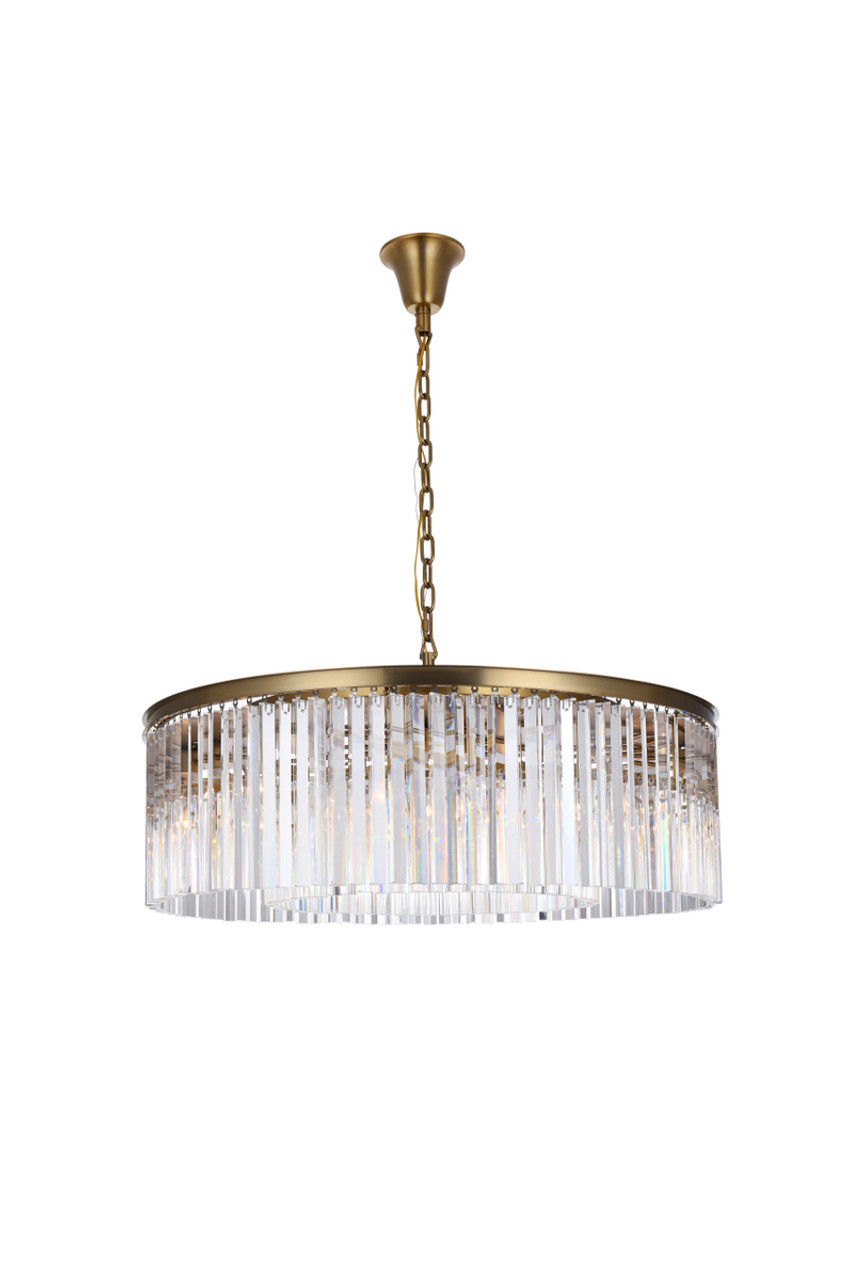 Elegant Lighting 1208G43SG/RC Sydney 43.5 inch round crystal chandelier in satin gold
