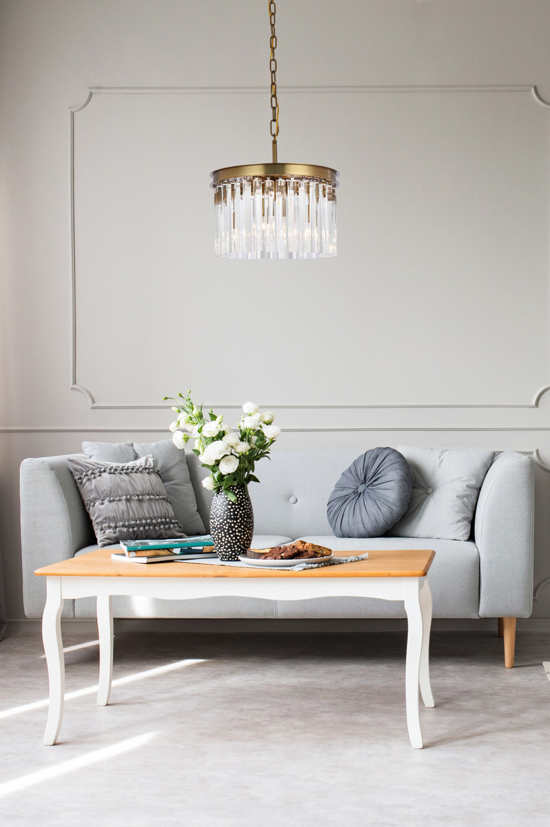 Elegant Lighting 1208D16SG/RC Sydney 16 inch round crystal pendant in satin gold