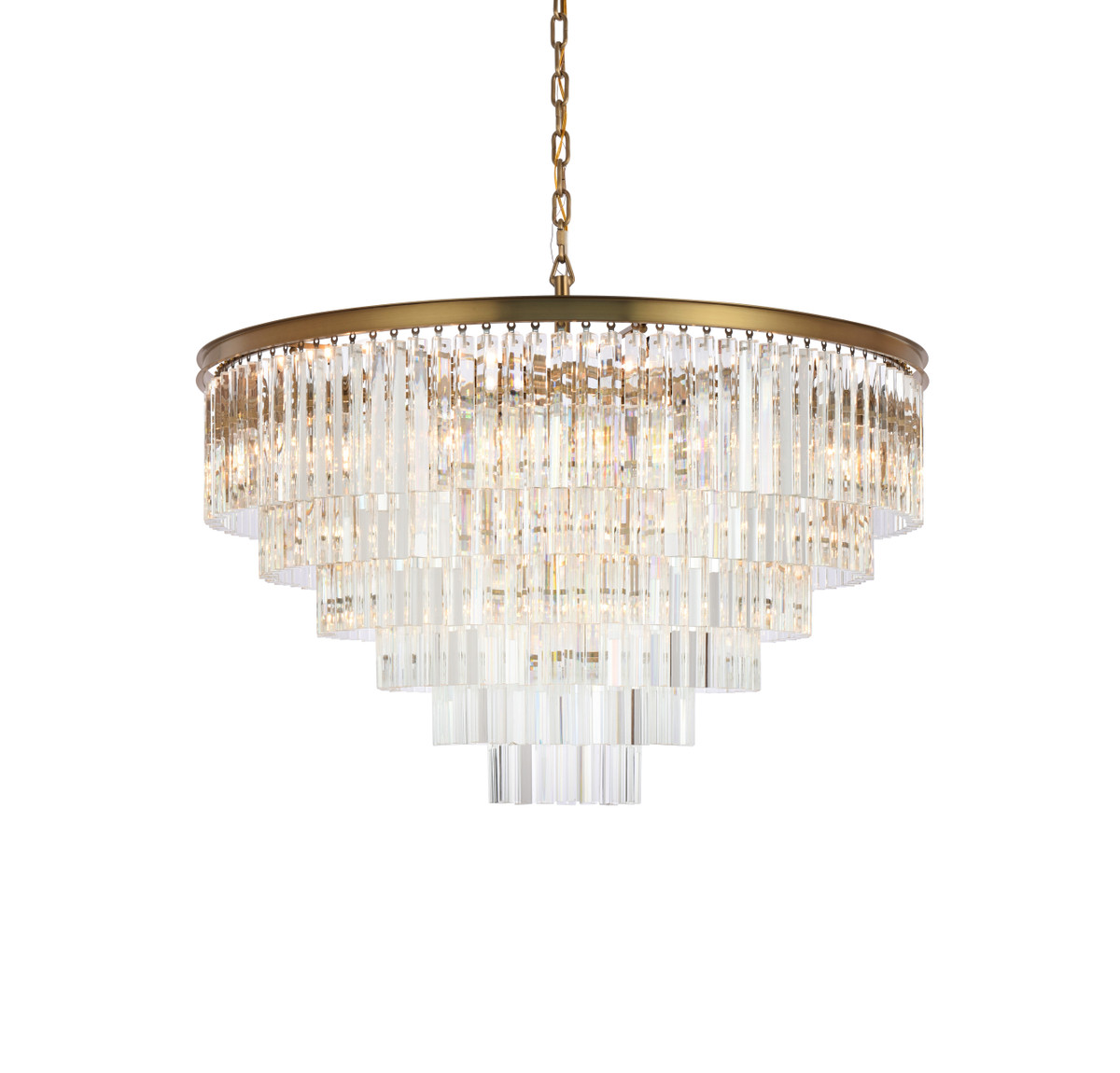 Elegant Lighting 1201D44SG/RC Sydney 44 inch round crystal chandelier in satin gold