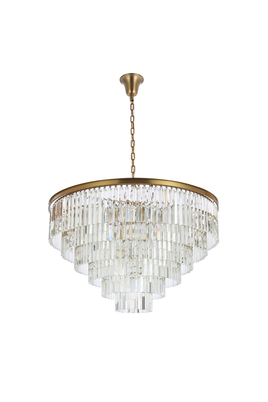 Elegant Lighting 1201D44SG/RC Sydney 44 inch round crystal chandelier in satin gold