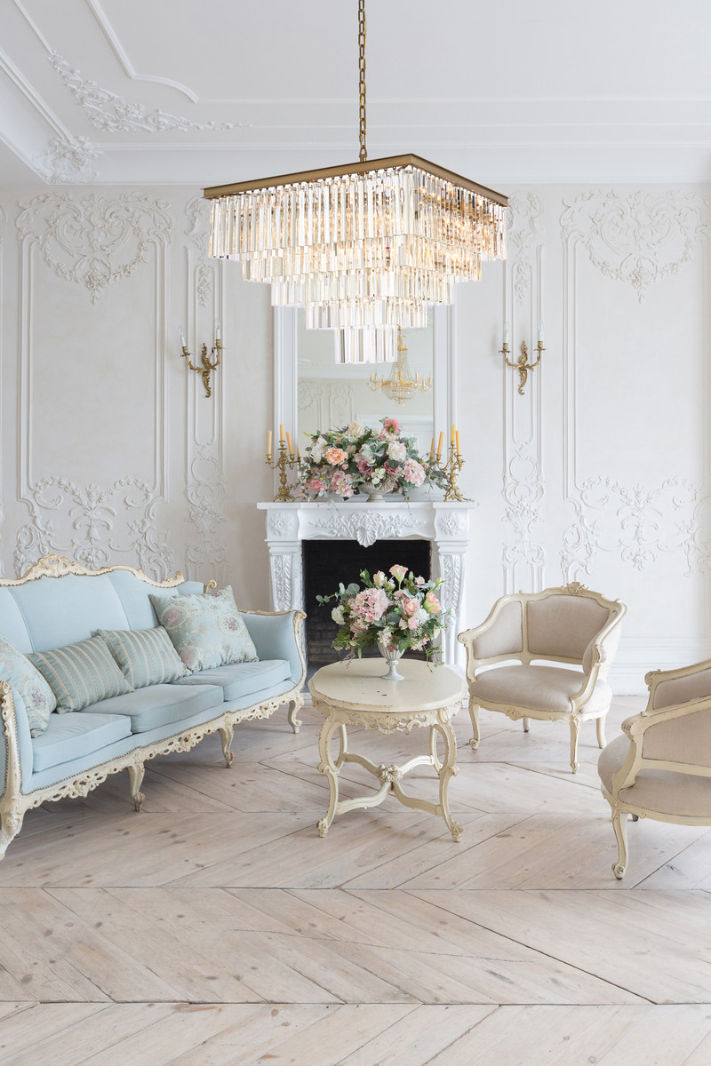 Elegant Lighting 1201S34SG/RC Sydney 34 inch square crystal chandelier in satin gold