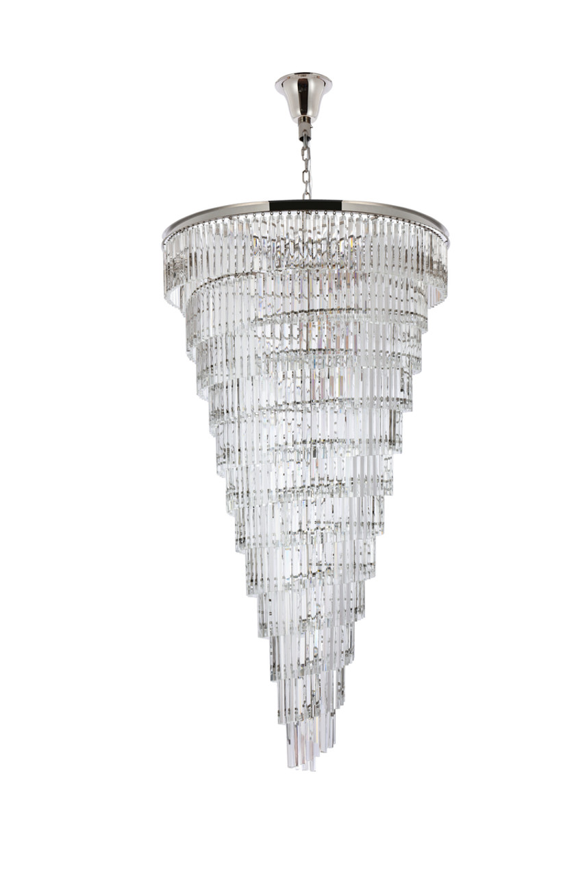 Elegant Lighting 1201SR48PN/RC Sydney 48 inch spiral crystal chandelier in polished nickel