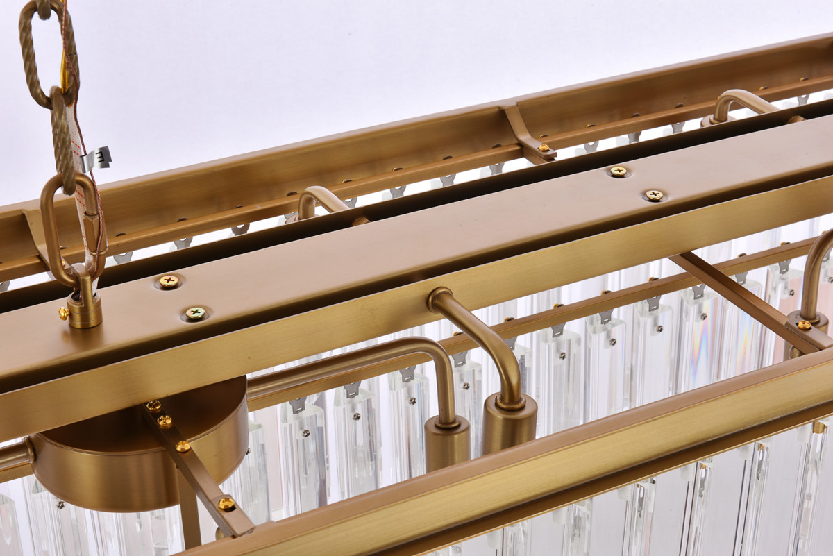 Elegant Lighting 1202D50SG/RC Sydney 50 inch rectangle crystal chandelier in satin gold