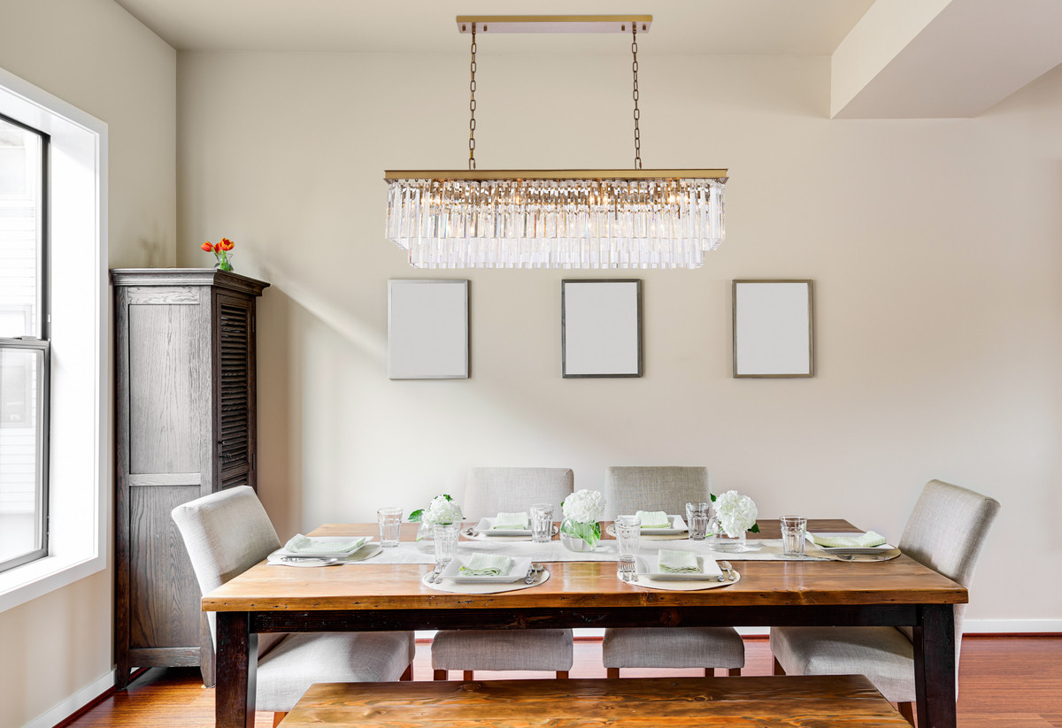 Elegant Lighting 1202D50SG/RC Sydney 50 inch rectangle crystal chandelier in satin gold