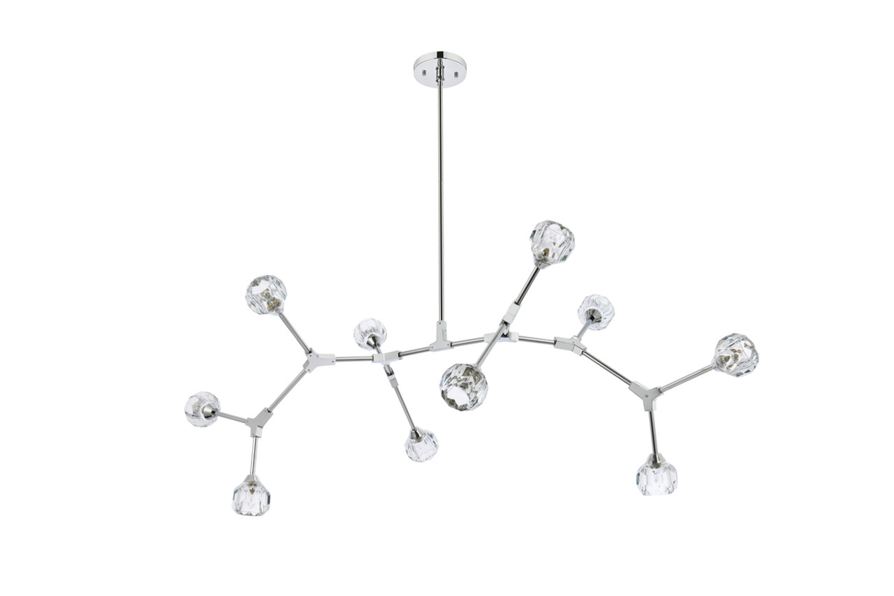 Elegant Lighting 3508D56C Zayne 10 Light Pendant in Chrome