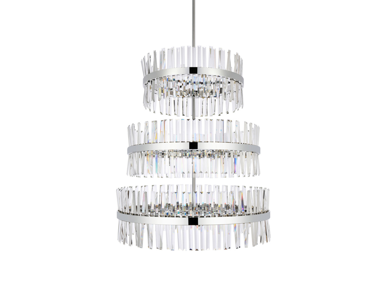 Elegant Lighting 6200G36L3C Serephina 36 inch 3 tiers crystal round chandelier light in chrome