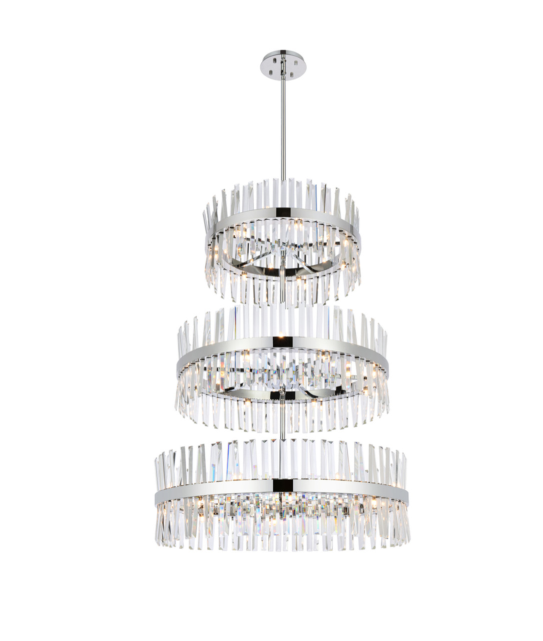 Elegant Lighting 6200G36L3C Serephina 36 inch 3 tiers crystal round chandelier light in chrome