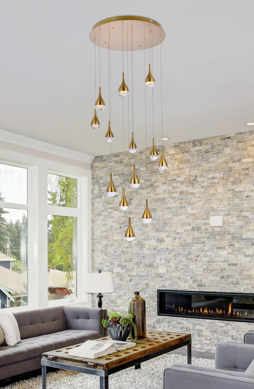 Elegant Lighting 3813D30SG Amherst 30 inch LED chandelier in satin gold Elegant Lighting 3813D30SG Amherst 30 inch LED chandelier in satin gold