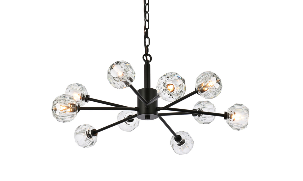 Elegant Lighting 3509D29BK Graham 10 Light Pendant in Black