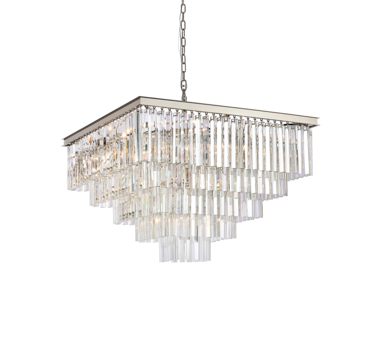 Elegant Lighting 1201S34PN/RC Sydney 34 inch square crystal chandelier in polished nickel