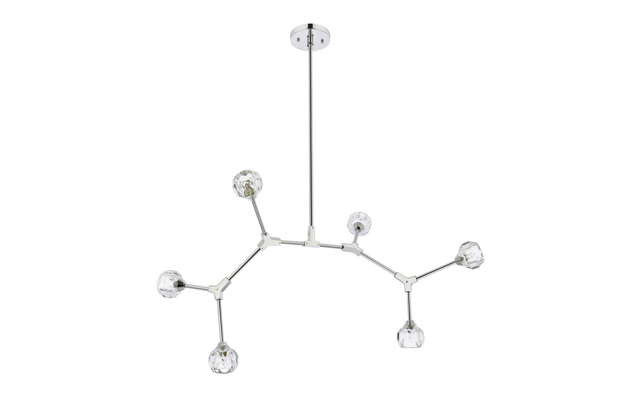 Elegant Lighting 3508D50C Zayne 6 Light Pendant in Chrome