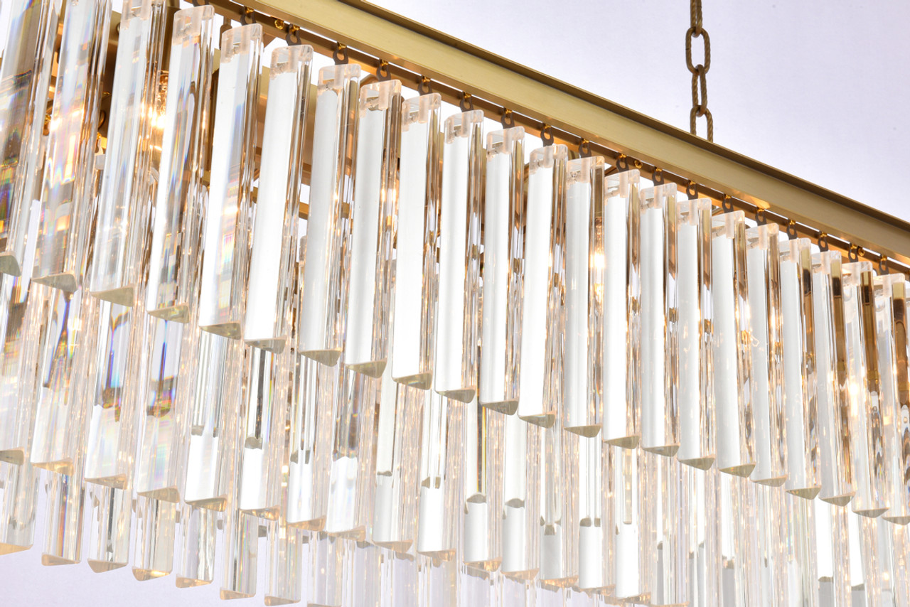 Elegant Lighting 1202D40SG/RC Sydney 40 inch rectangle crystal chandelier in satin gold