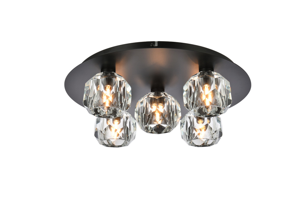 Elegant Lighting 3509F16BK Graham 5 Light Ceiling Lamp in Black
