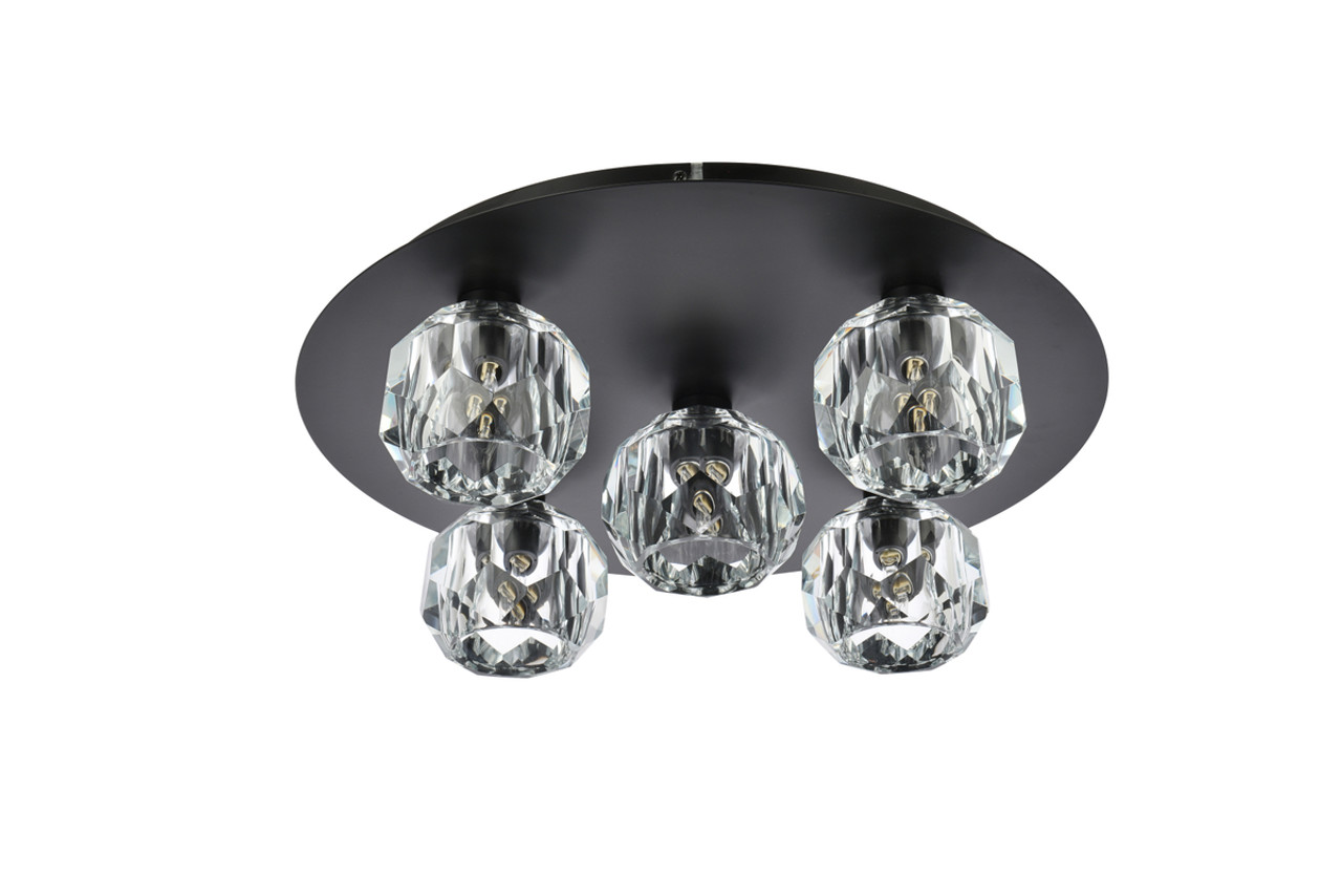 Elegant Lighting 3509F16BK Graham 5 Light Ceiling Lamp in Black