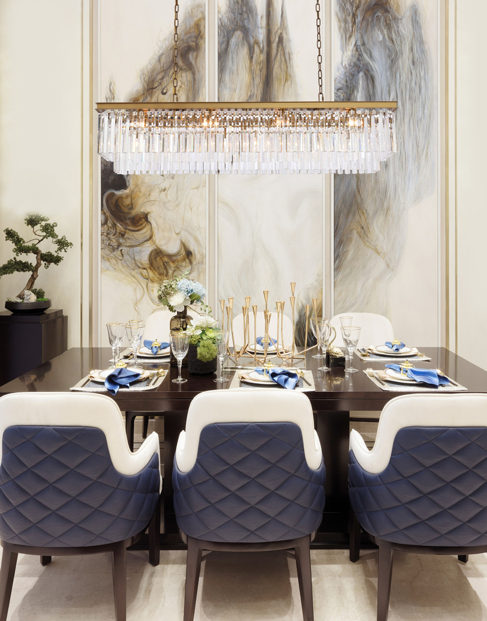 Elegant Lighting 1202D60SG/RC Sydney 60 inch rectangle crystal chandelier in satin gold Elegant Lighting 1202D60SG/RC Sydney 60 inch rectangle crystal chandelier in satin gold