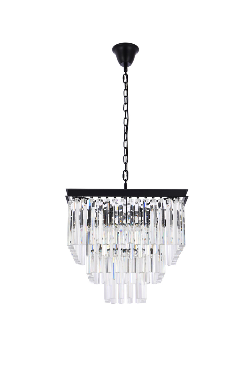 Elegant Lighting 1201S22MB/RC Sydney 21.5 inch square crystal chandelier in matte black