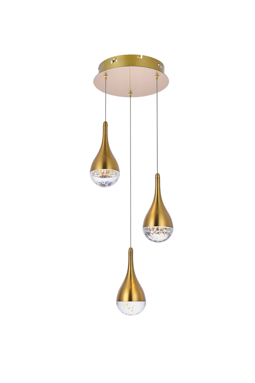 Elegant Lighting 3803D12SG Amherst 10 inch LED pendant in satin gold