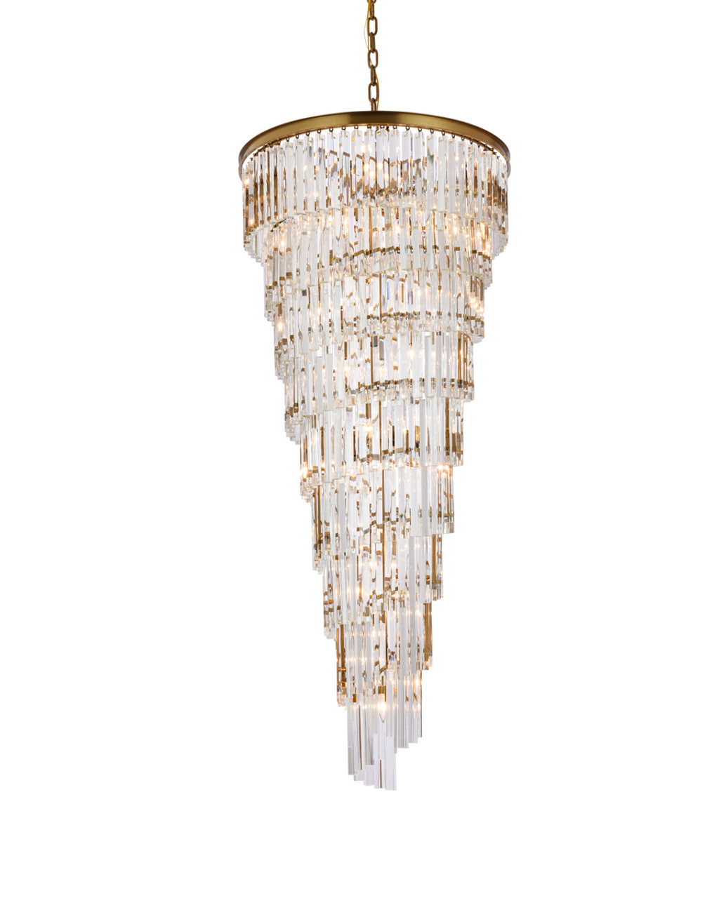 Elegant Lighting 1201SR30SG/RC Sydney 30 inch spiral crystal chandelier in satin gold