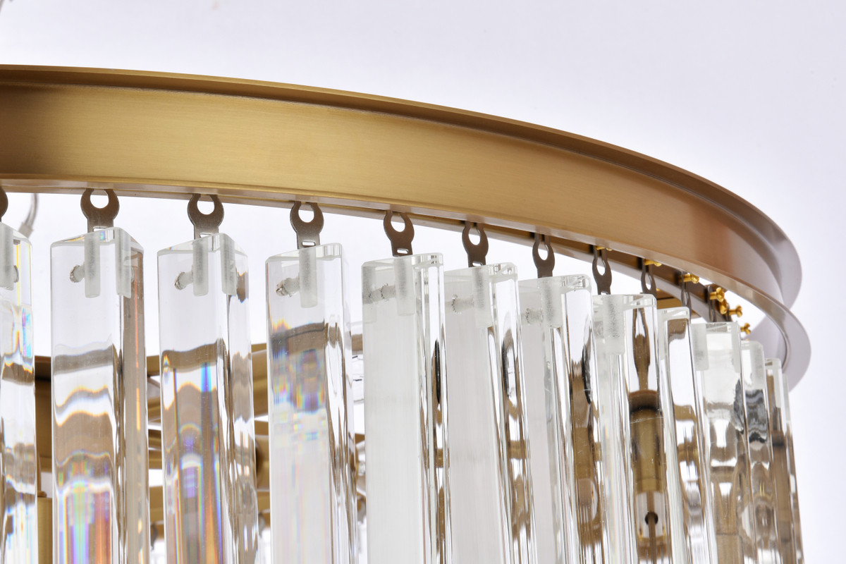 Elegant Lighting 1201SR30SG/RC Sydney 30 inch spiral crystal chandelier in satin gold