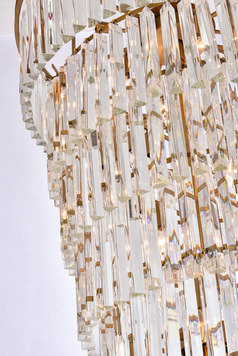 Elegant Lighting 1201SR30SG/RC Sydney 30 inch spiral crystal chandelier in satin gold