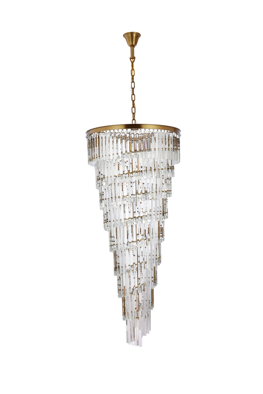 Elegant Lighting 1201SR30SG/RC Sydney 30 inch spiral crystal chandelier in satin gold