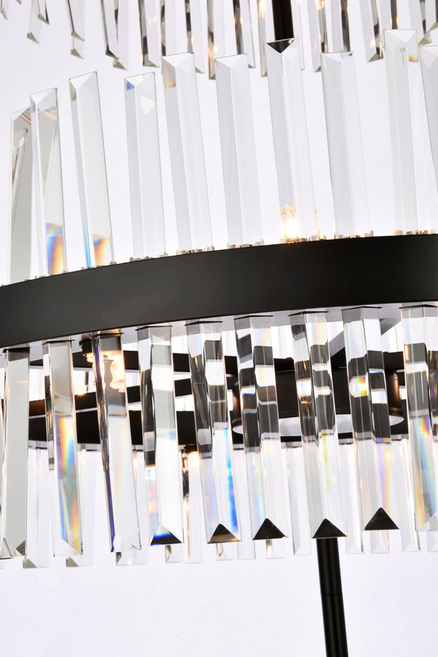Elegant Lighting 6200G36L3BK Serephina 36 inch 3 tiers crystal round chandelier light in black