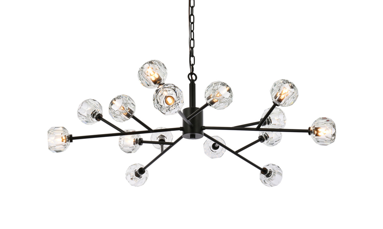 Elegant Lighting 3509D42BK Graham 15 Light Pendant in Black