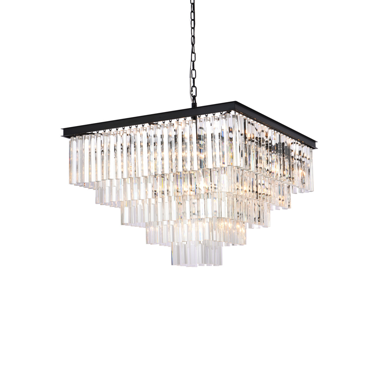 Elegant Lighting 1201S34MB/RC Sydney 34 inch square crystal chandelier in matte black