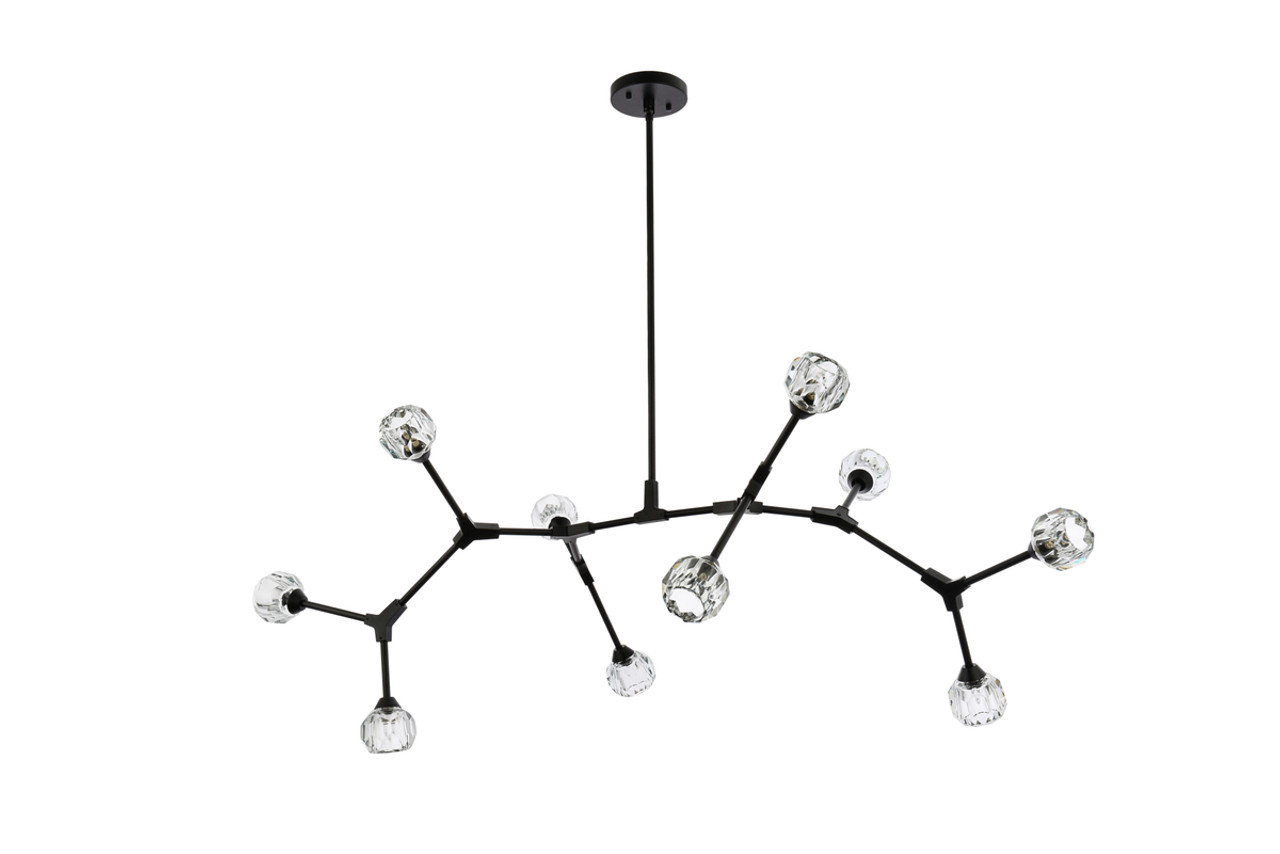 Elegant Lighting 3508D56BK Zayne 10 Light Pendant in Black