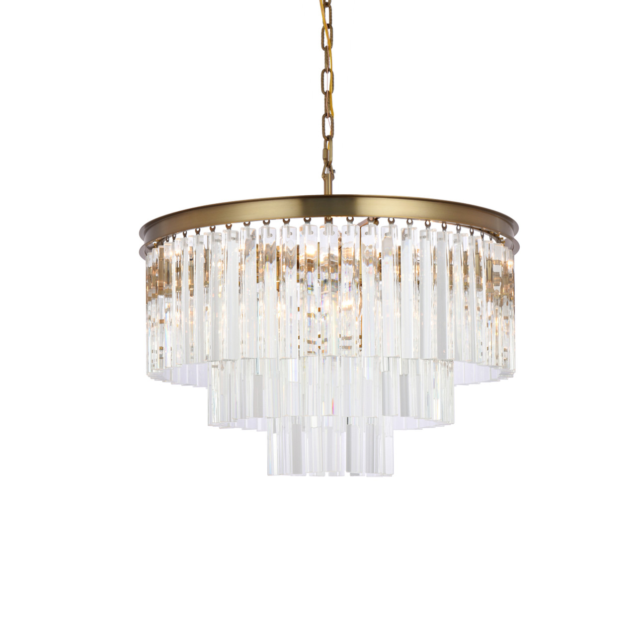 Elegant Lighting 1201D26SG/RC Sydney 26 inch round crystal chandelier in satin gold