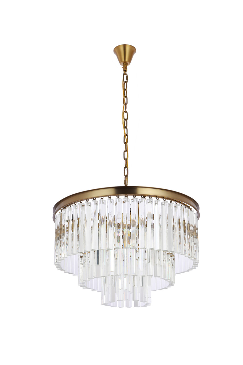 Elegant Lighting 1201D26SG/RC Sydney 26 inch round crystal chandelier in satin gold