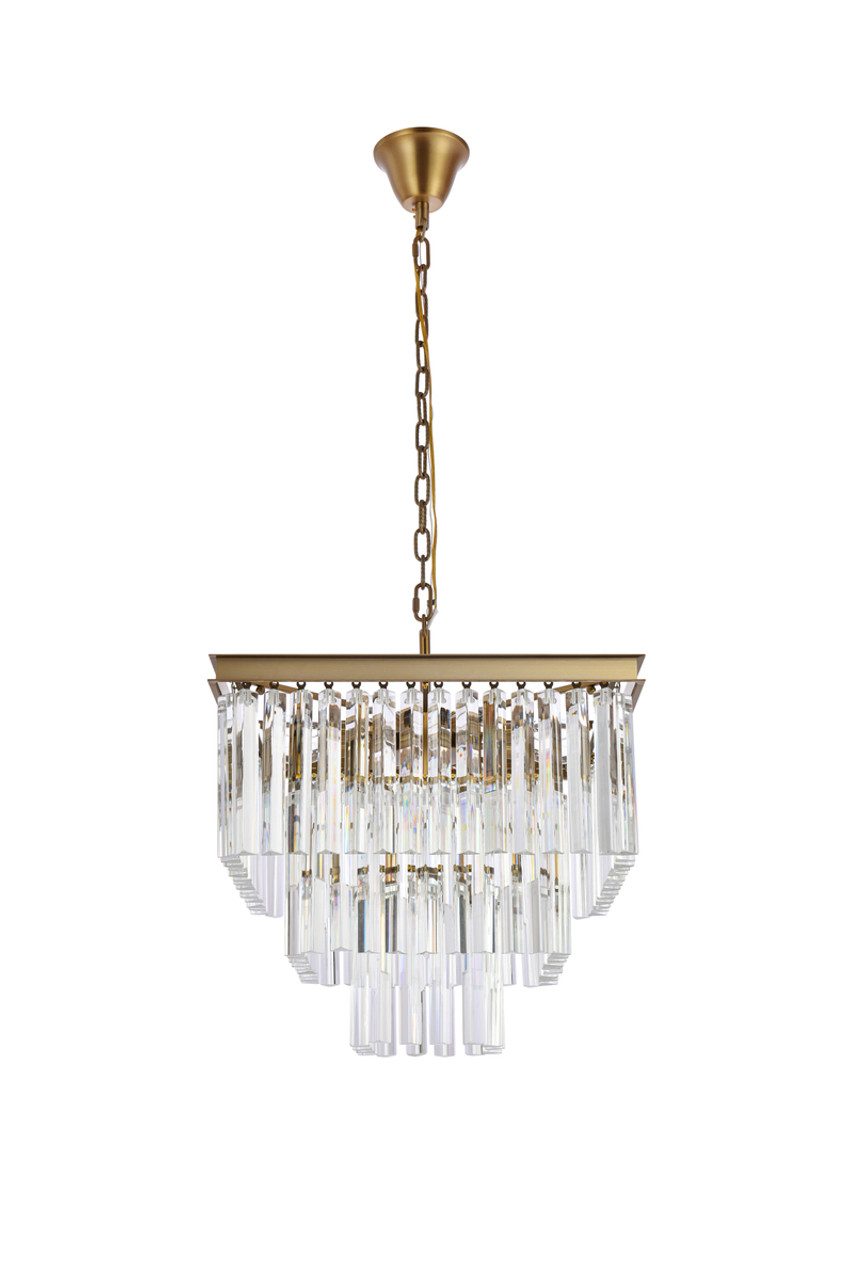 Elegant Lighting 1201S22SG/RC Sydney 21.5 inch square crystal chandelier in satin gold