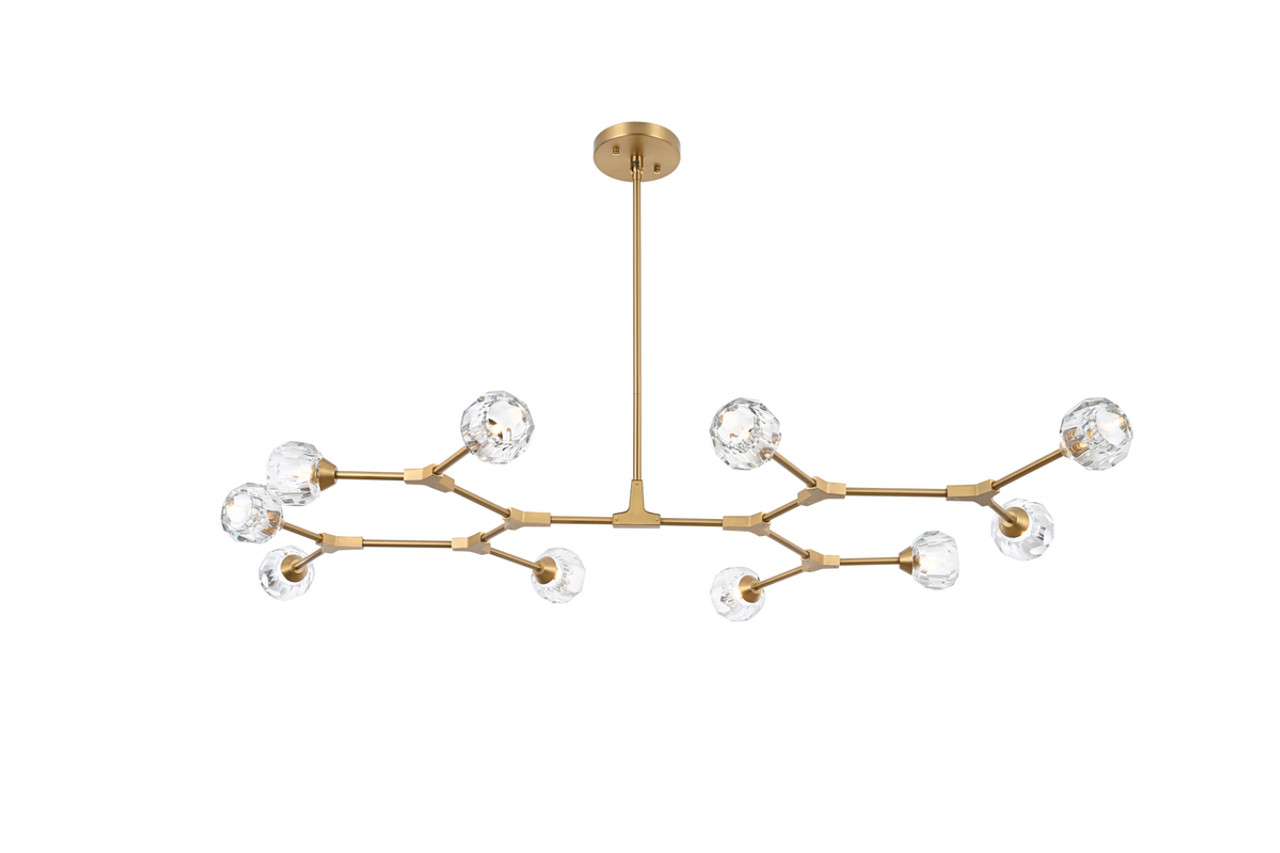 Elegant Lighting 3508D56G Zayne 10 Light Pendant in Gold