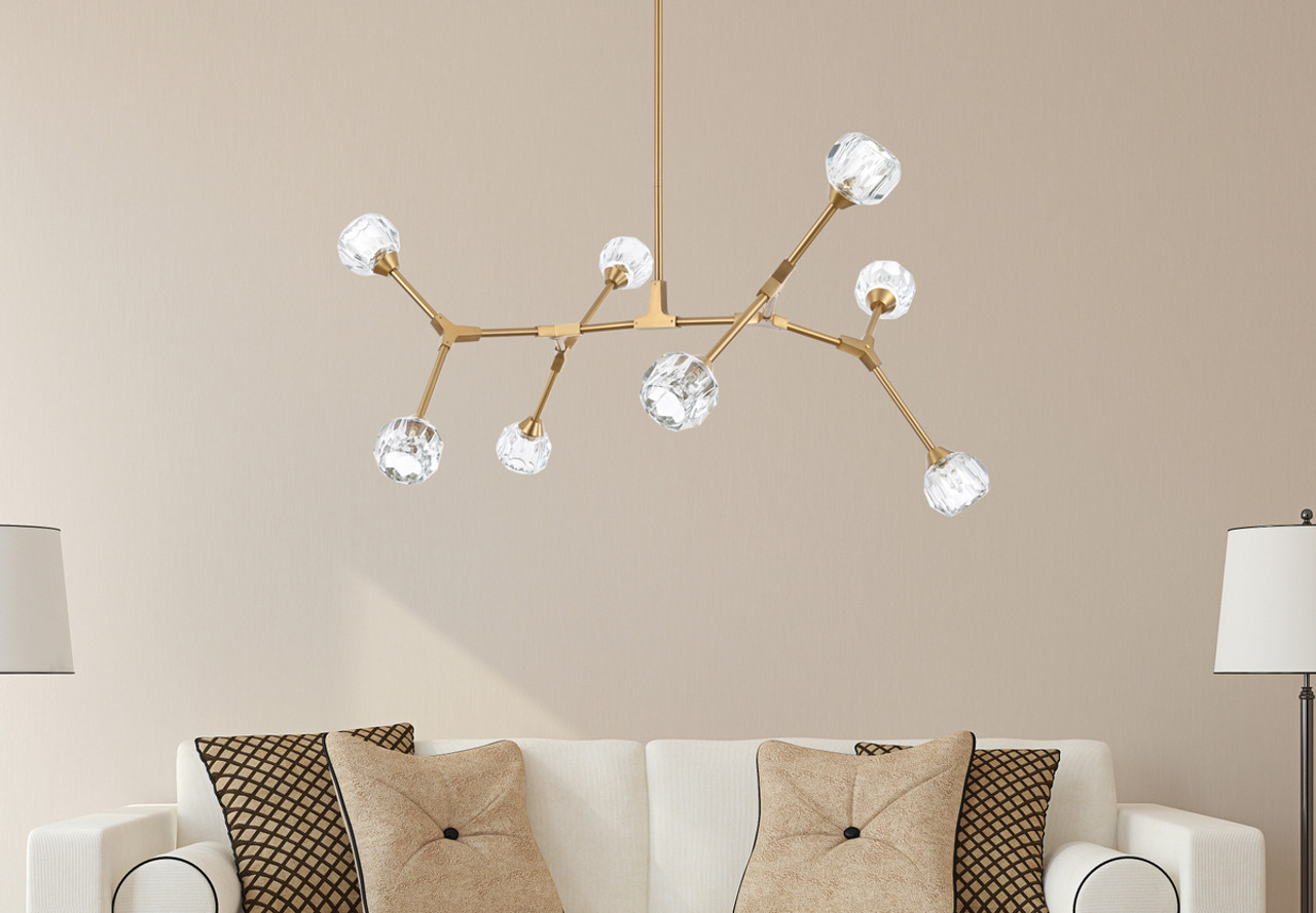 Elegant Lighting 3508D45G Zayne 8 Light Pendant in Gold